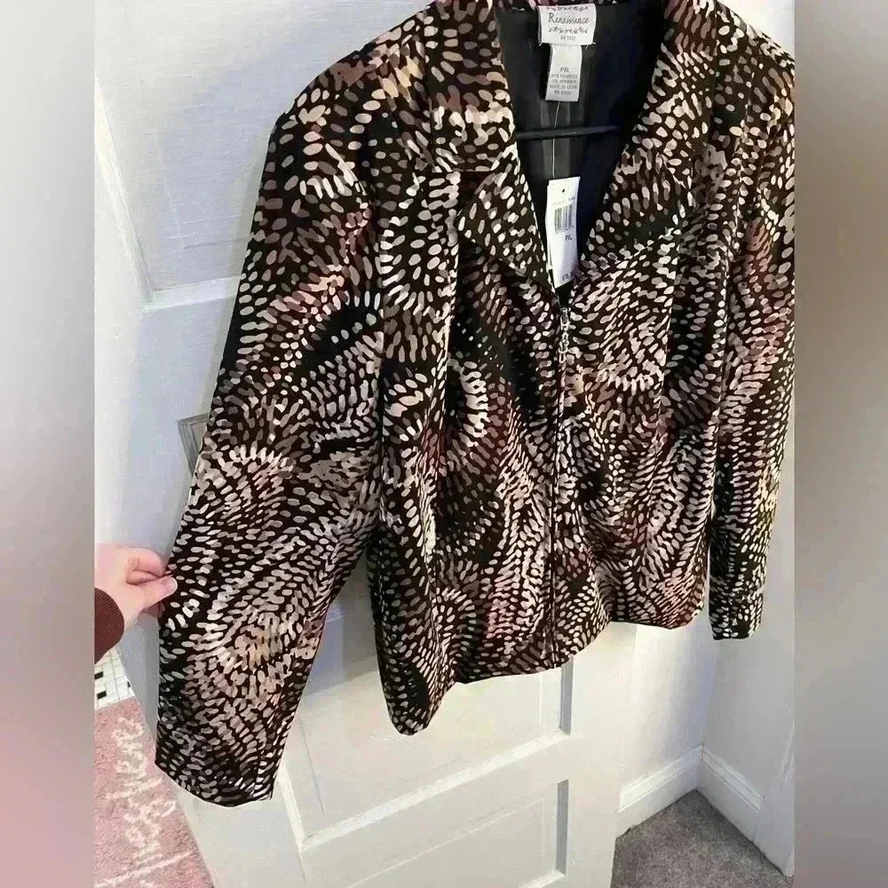 renaissance brand black and brown spotted blazer zip up - Picture 3 of 5